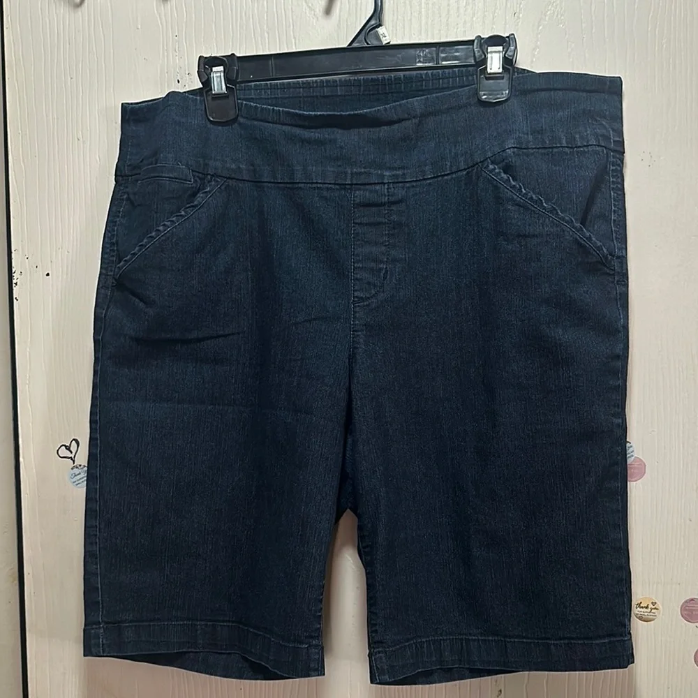 Style & Co High-Waisted Denim Bermuda Shorts - XL - Dark Wash